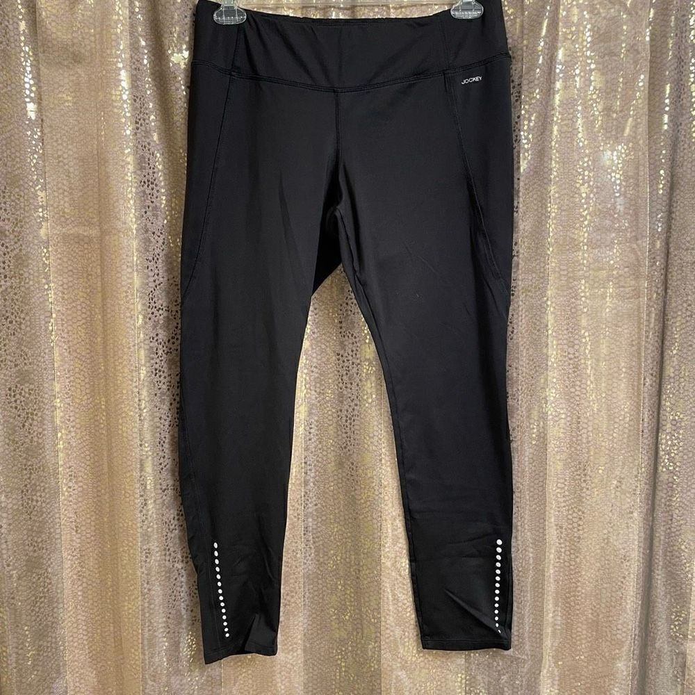 Jockey Shiny Black Full Length Active Leggings, XL